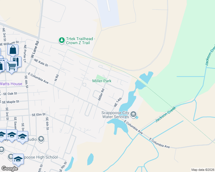map of restaurants, bars, coffee shops, grocery stores, and more near 34306 Heron Meadows Drive in Scappoose
