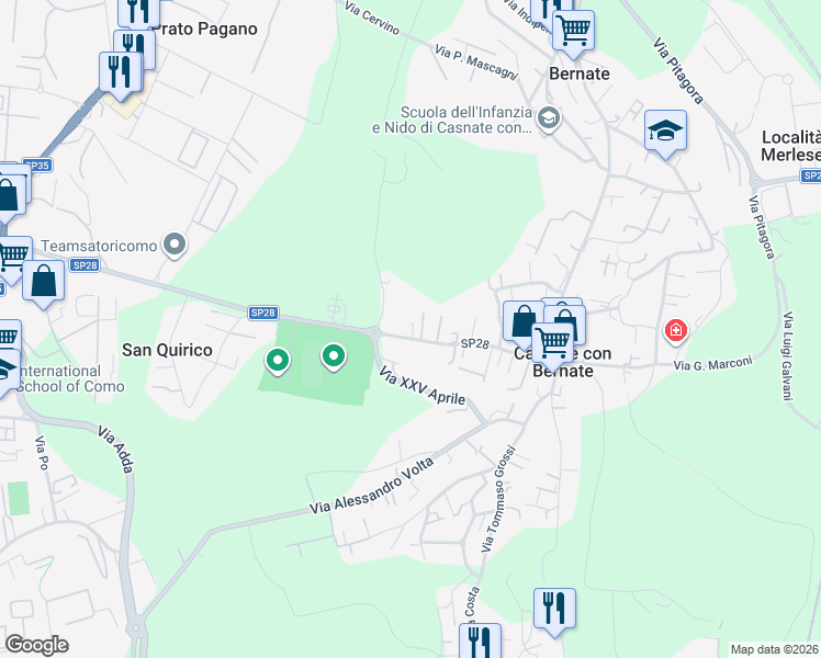 map of restaurants, bars, coffee shops, grocery stores, and more near 8 Via XXV Aprile in Casnate Con Bernate
