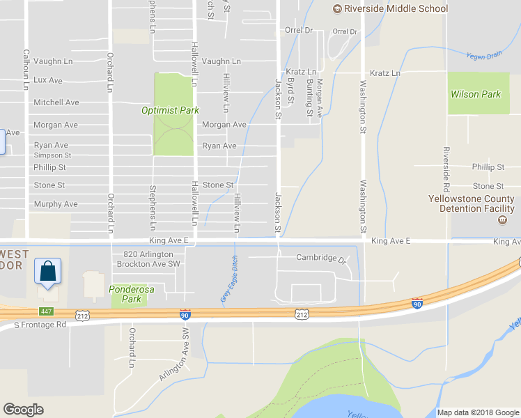 map of restaurants, bars, coffee shops, grocery stores, and more near 4106 Murphy Avenue in Billings
