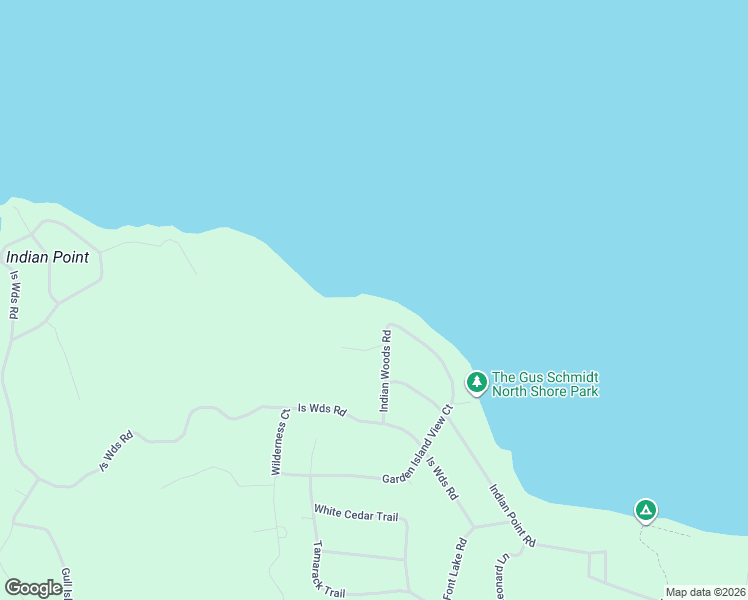 map of restaurants, bars, coffee shops, grocery stores, and more near Indian Woods Road in Beaver Island