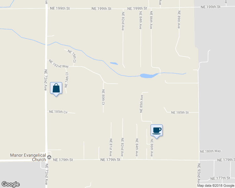 map of restaurants, bars, coffee shops, grocery stores, and more near 18615 Northeast 80th Court in Battle Ground