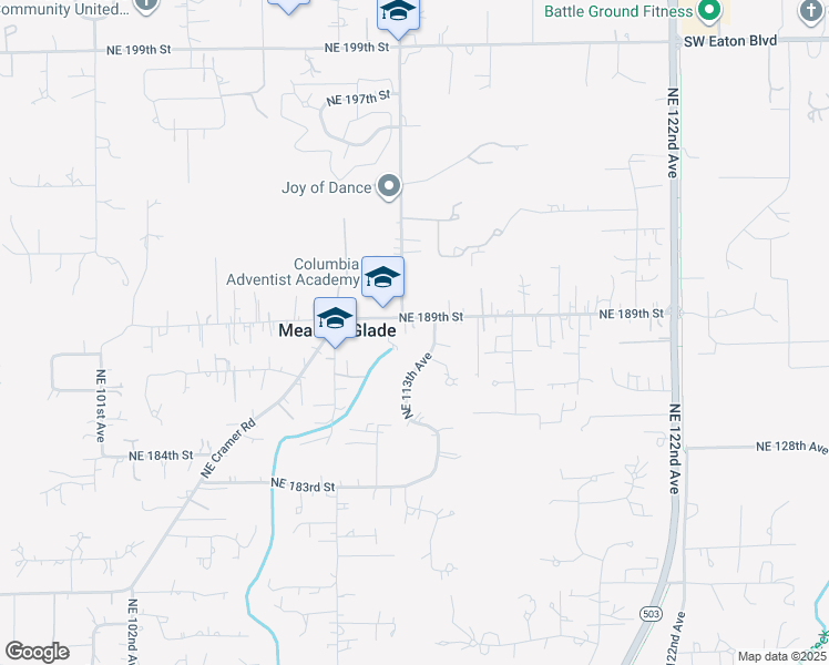 map of restaurants, bars, coffee shops, grocery stores, and more near 11205 Northeast 189th Street in Battle Ground