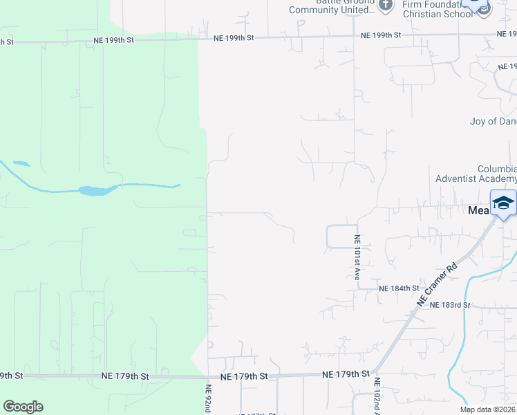 map of restaurants, bars, coffee shops, grocery stores, and more near 19011 Northeast 92nd Avenue in Battle Ground