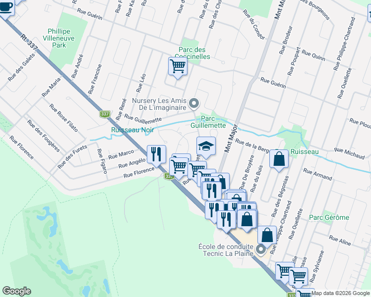 map of restaurants, bars, coffee shops, grocery stores, and more near 5924 Rue du Copal in Terrebonne