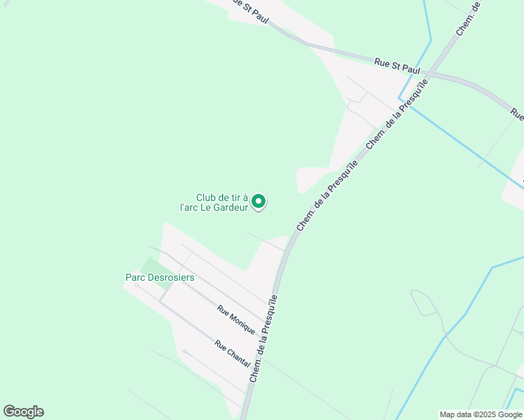 map of restaurants, bars, coffee shops, grocery stores, and more near 225 Chemin de la Presqu'île in Repentigny