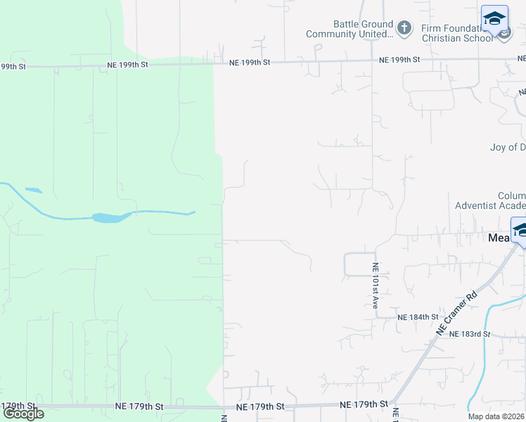map of restaurants, bars, coffee shops, grocery stores, and more near 19011 Northeast 92nd Avenue in Battle Ground