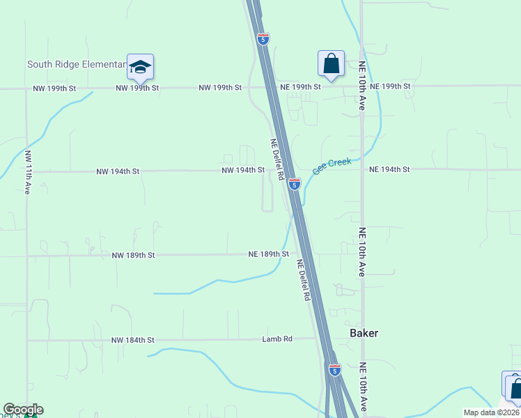 map of restaurants, bars, coffee shops, grocery stores, and more near 415 Northeast 194th Street in Ridgefield