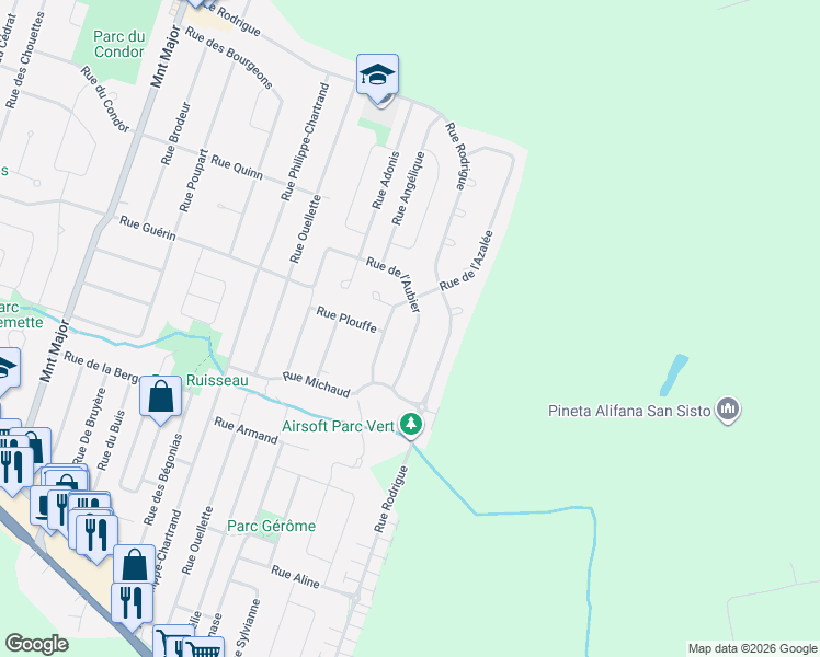 map of restaurants, bars, coffee shops, grocery stores, and more near 2627 Rue de l'Aubier in Terrebonne