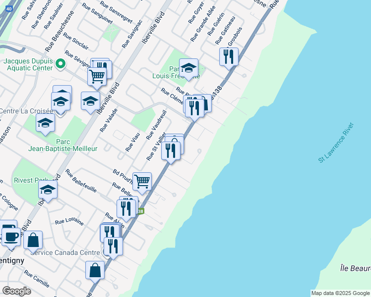 map of restaurants, bars, coffee shops, grocery stores, and more near 784 Rue Notre Dame in Repentigny