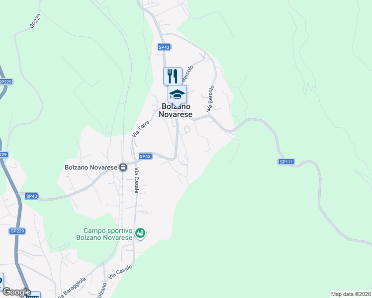 map of restaurants, bars, coffee shops, grocery stores, and more near 17 Via Merlino in Provincia di Novara