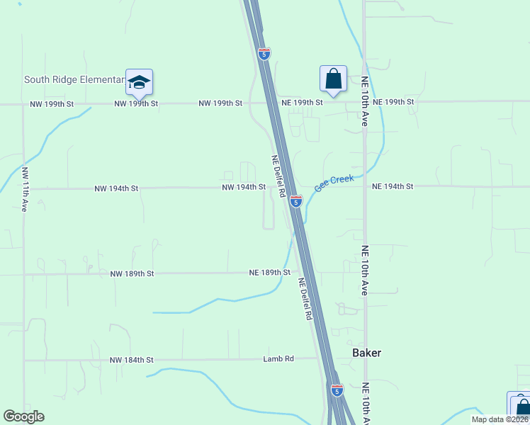 map of restaurants, bars, coffee shops, grocery stores, and more near 415 Northeast 194th Street in Ridgefield