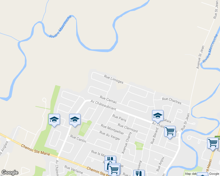 map of restaurants, bars, coffee shops, grocery stores, and more near 2530 Rue Bayeux in Mascouche
