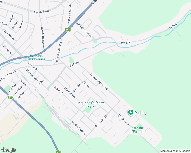 map of restaurants, bars, coffee shops, grocery stores, and more near 1123 Avenue des Capucines in Saint-Jérôme