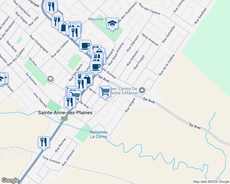 map of restaurants, bars, coffee shops, grocery stores, and more near 191 Terrasse Legault in Sainte-Anne-des-Plaines