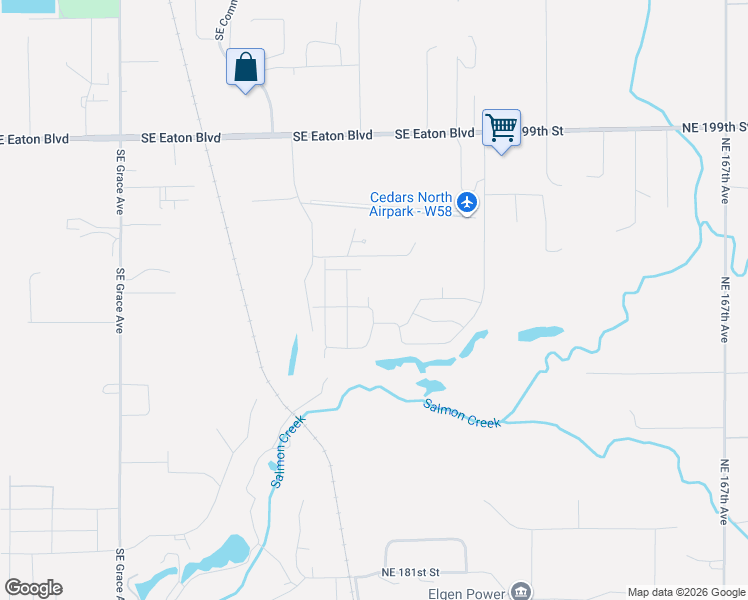 map of restaurants, bars, coffee shops, grocery stores, and more near 2036 Southeast 27th Street in Battle Ground