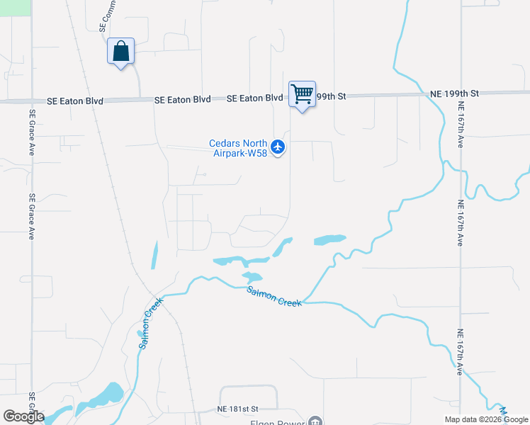 map of restaurants, bars, coffee shops, grocery stores, and more near 19314 Northeast 157th Avenue in Battle Ground