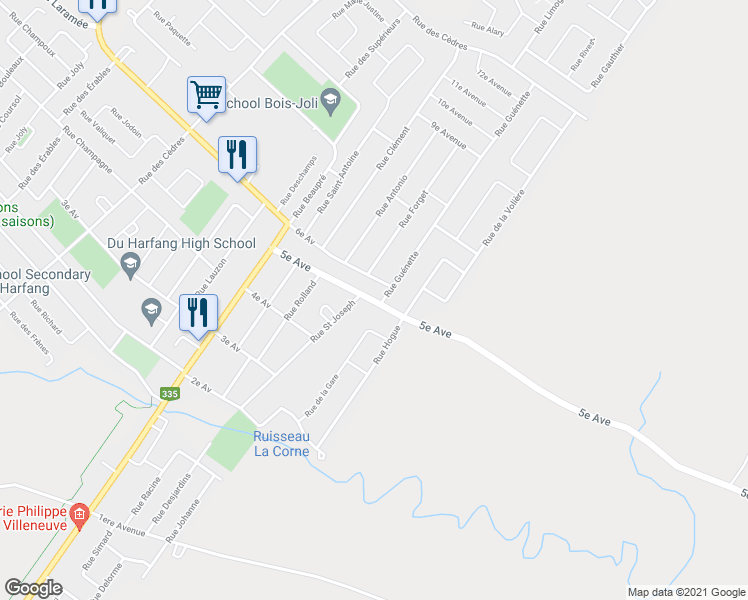 map of restaurants, bars, coffee shops, grocery stores, and more near 241 5e Avenue in Sainte-Anne-des-Plaines