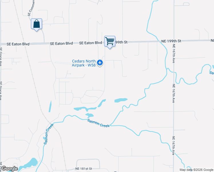 map of restaurants, bars, coffee shops, grocery stores, and more near 2603 Southeast 25th Avenue in Battle Ground