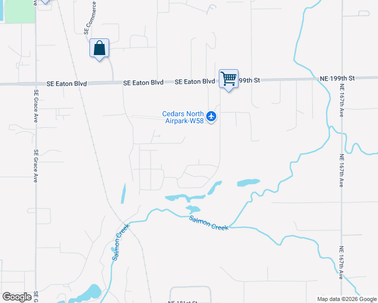 map of restaurants, bars, coffee shops, grocery stores, and more near 19314 Northeast 157th Avenue in Battle Ground