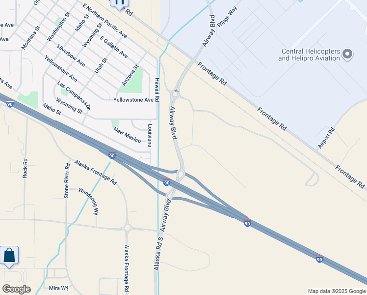 map of restaurants, bars, coffee shops, grocery stores, and more near Airway Boulevard in Bozeman