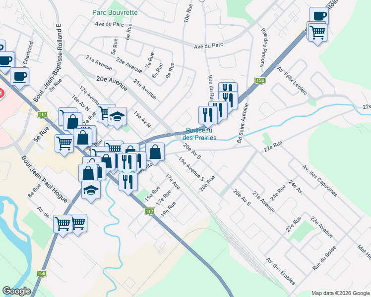 map of restaurants, bars, coffee shops, grocery stores, and more near 797 Boulevard Saint-Antoine in Saint-Jérôme