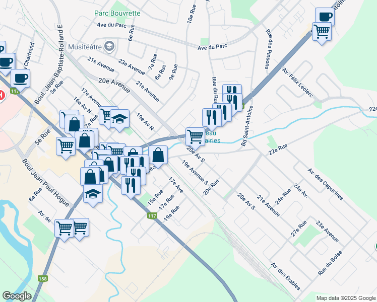 map of restaurants, bars, coffee shops, grocery stores, and more near in 