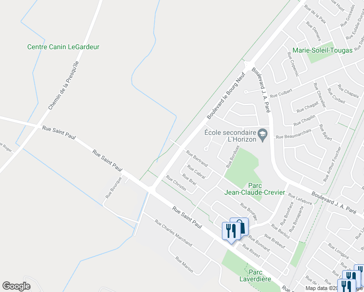 map of restaurants, bars, coffee shops, grocery stores, and more near 505 Boulevard le Bourg-Neuf in Repentigny