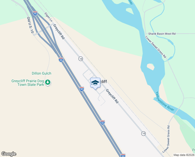 map of restaurants, bars, coffee shops, grocery stores, and more near Greycliff Road in Big Timber