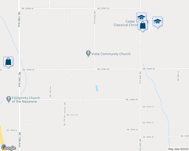 map of restaurants, bars, coffee shops, grocery stores, and more near 15906 Northeast 22nd Avenue in Ridgefield