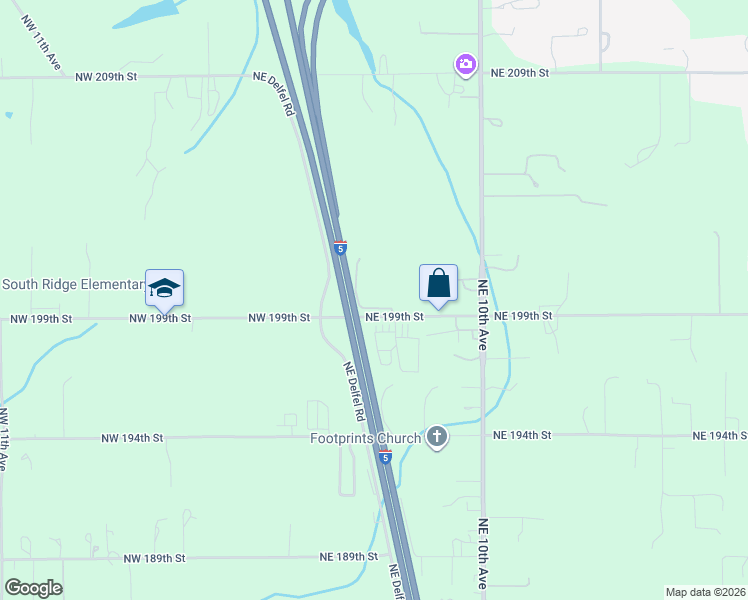 map of restaurants, bars, coffee shops, grocery stores, and more near 511 Northeast 199th Street in Ridgefield