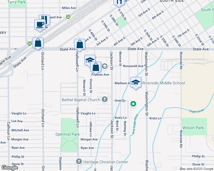 map of restaurants, bars, coffee shops, grocery stores, and more near 146 Jackson Street in Billings