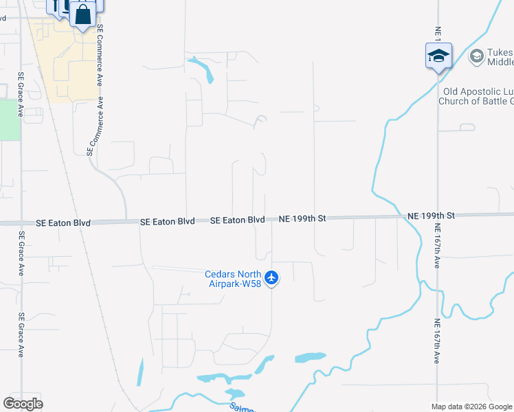 map of restaurants, bars, coffee shops, grocery stores, and more near 2312 Southeast Eaton Boulevard in Battle Ground