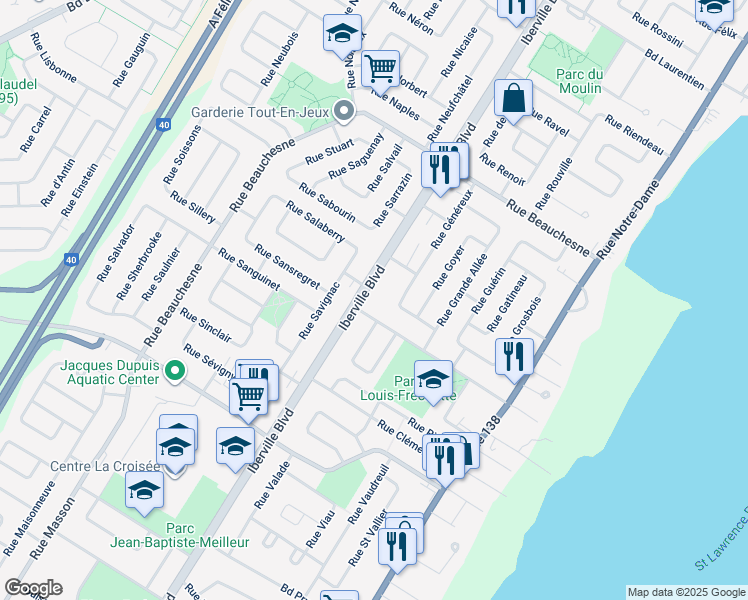map of restaurants, bars, coffee shops, grocery stores, and more near 880 Boulevard Iberville in Repentigny