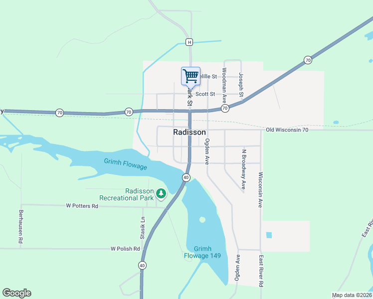 map of restaurants, bars, coffee shops, grocery stores, and more near 10612 Home Street in Radisson