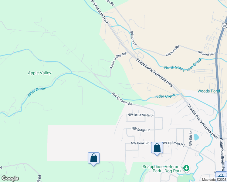 map of restaurants, bars, coffee shops, grocery stores, and more near 32725 Northwest Ej Smith Road in Scappoose