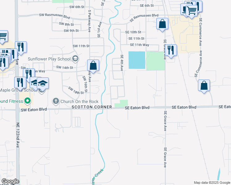 map of restaurants, bars, coffee shops, grocery stores, and more near 1718 Southeast 3rd Avenue in Battle Ground