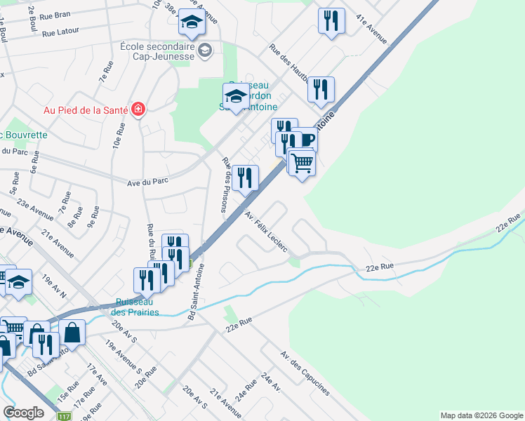 map of restaurants, bars, coffee shops, grocery stores, and more near 1313 Rue Émile Nelligan in Saint-Jérôme