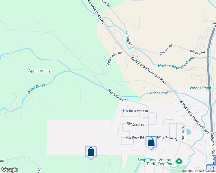 map of restaurants, bars, coffee shops, grocery stores, and more near 32725 Northwest Ej Smith Road in Scappoose