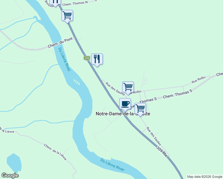 map of restaurants, bars, coffee shops, grocery stores, and more near 0 Chemin du Domaine in Notre-Dame-de-la-Salette