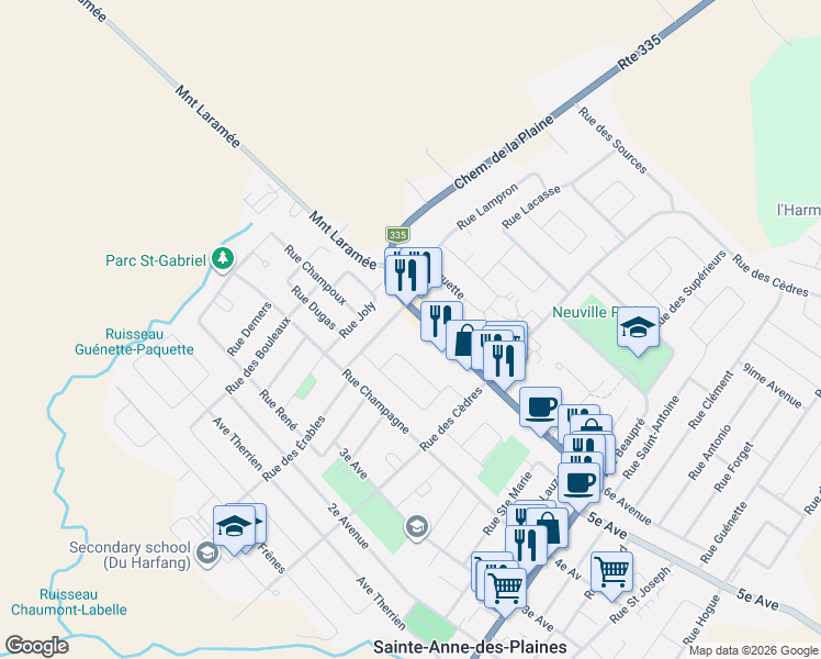 map of restaurants, bars, coffee shops, grocery stores, and more near 499 Boulevard Sainte Anne in Sainte-Anne-des-Plaines