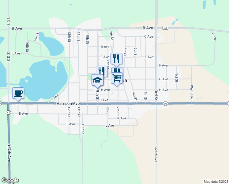 map of restaurants, bars, coffee shops, grocery stores, and more near 801-899 8th Street in Eureka