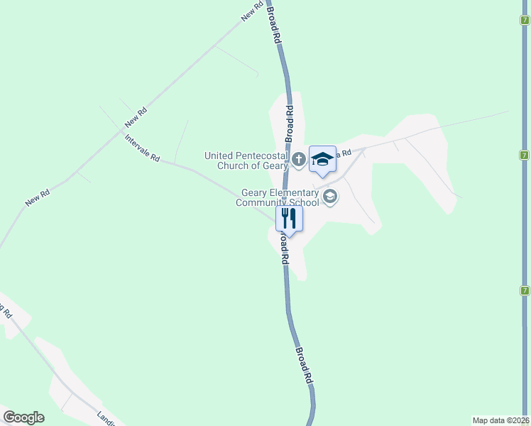 map of restaurants, bars, coffee shops, grocery stores, and more near 668 Broad Road in Geary