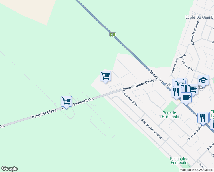 map of restaurants, bars, coffee shops, grocery stores, and more near 8106 Charles-Edouard-Renaud in Terrebonne