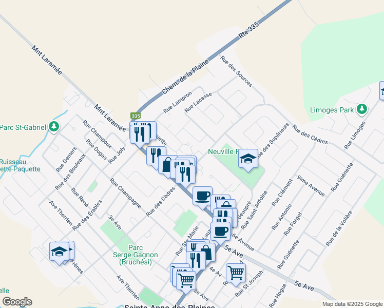 map of restaurants, bars, coffee shops, grocery stores, and more near 511 Place du Terroir in Sainte-Anne-des-Plaines