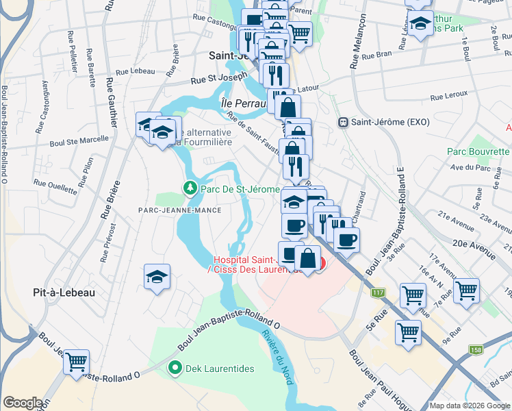 map of restaurants, bars, coffee shops, grocery stores, and more near 3 Rue Saint Léandre in Saint-Jã©Rã´Me