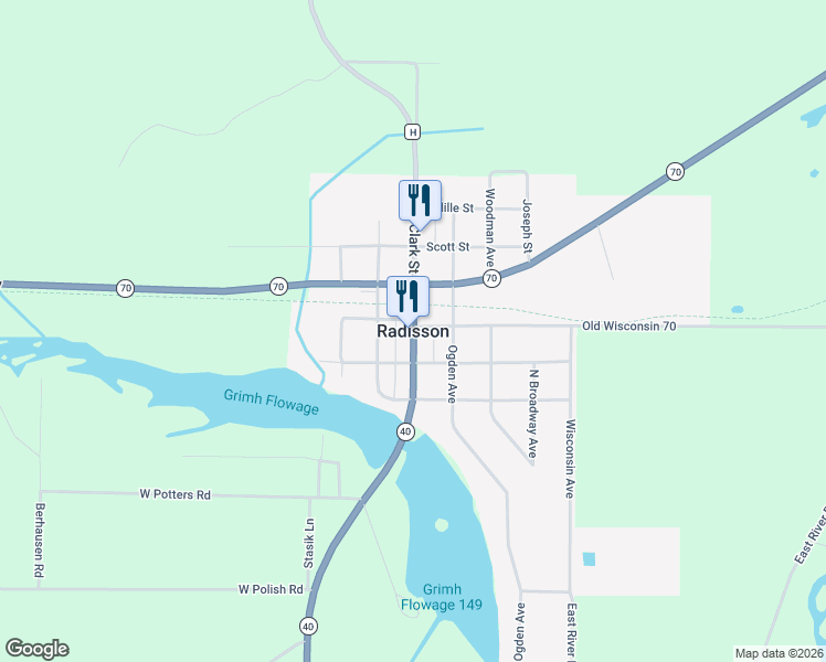 map of restaurants, bars, coffee shops, grocery stores, and more near in Radisson