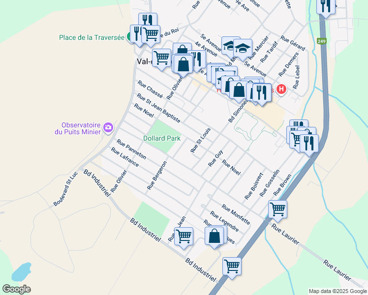map of restaurants, bars, coffee shops, grocery stores, and more near 178 Rue Gagnon in Val-des-Sources