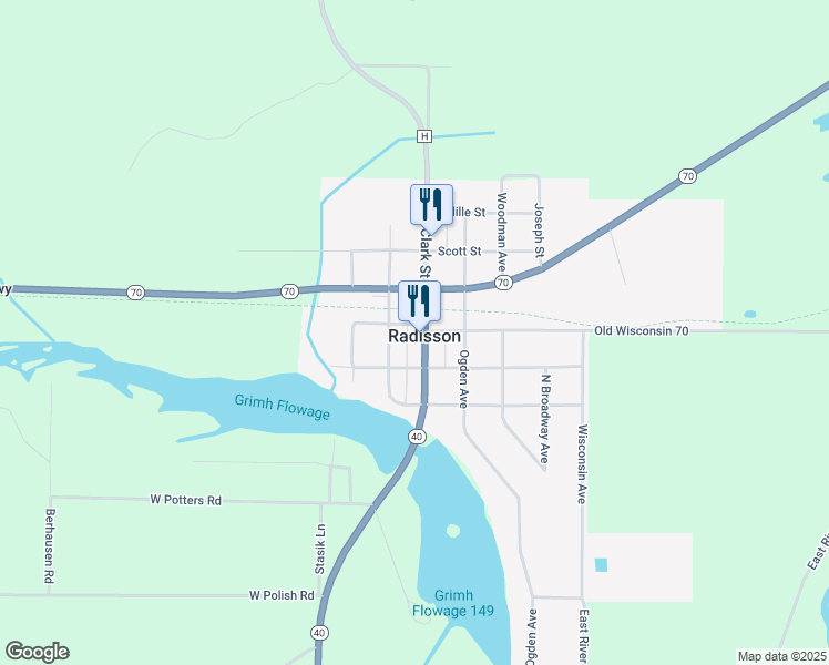 map of restaurants, bars, coffee shops, grocery stores, and more near in Radisson