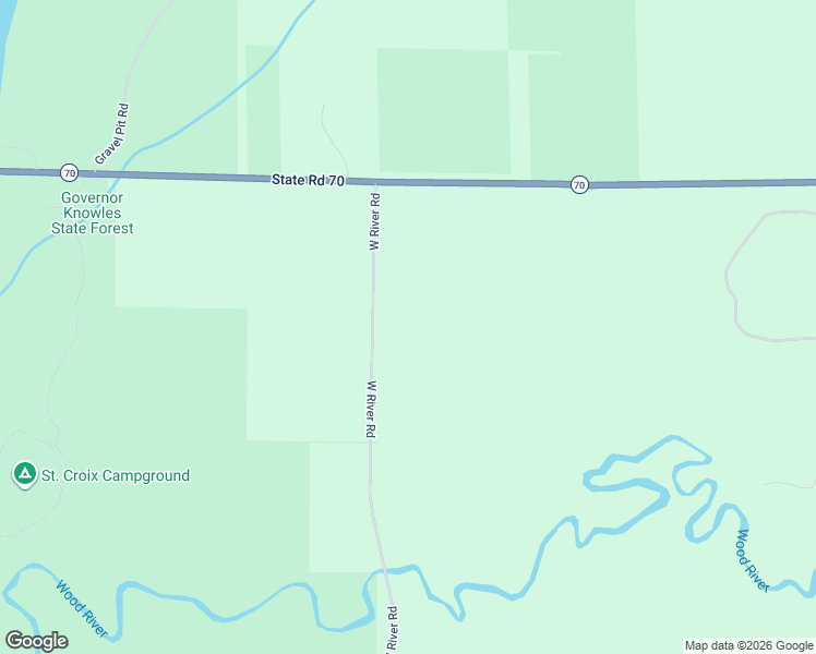 map of restaurants, bars, coffee shops, grocery stores, and more near 23476 West River Road in Grantsburg
