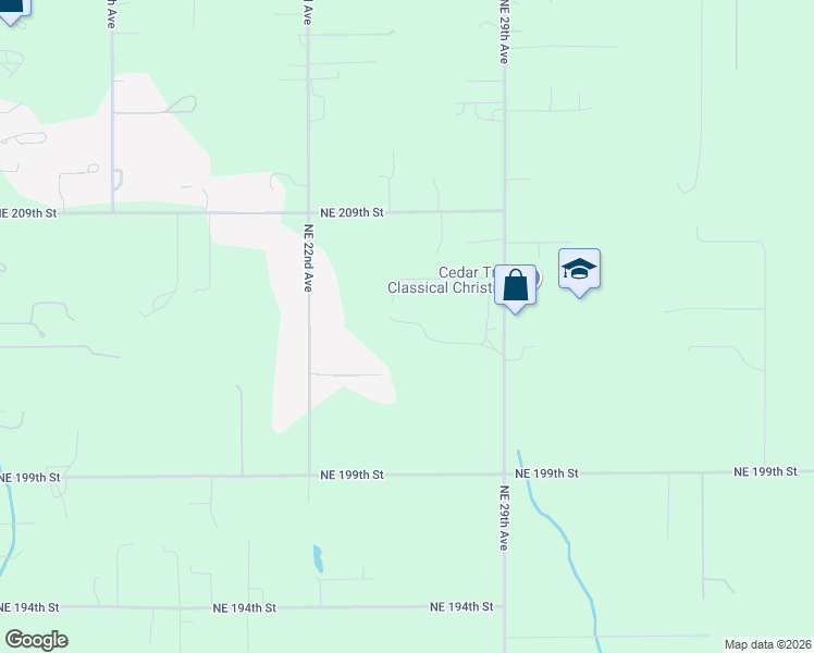 map of restaurants, bars, coffee shops, grocery stores, and more near 20314 Northeast 29th Avenue in Ridgefield